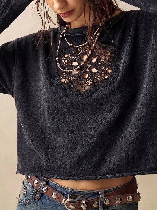 Tops - Black Casual Women's Knit T-Shirt